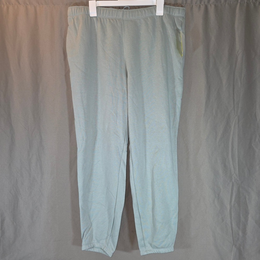 All in Motion Active Comfort Fleece Joggers Sage Green XL Mid Rise Side Pockets